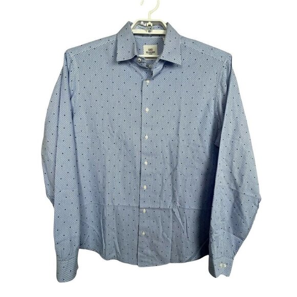 Ben Sherman Slim Fit Long‎ Sleeve Button Up Blue White Check Men's XL 17 36/37 - Picture 1 of 7